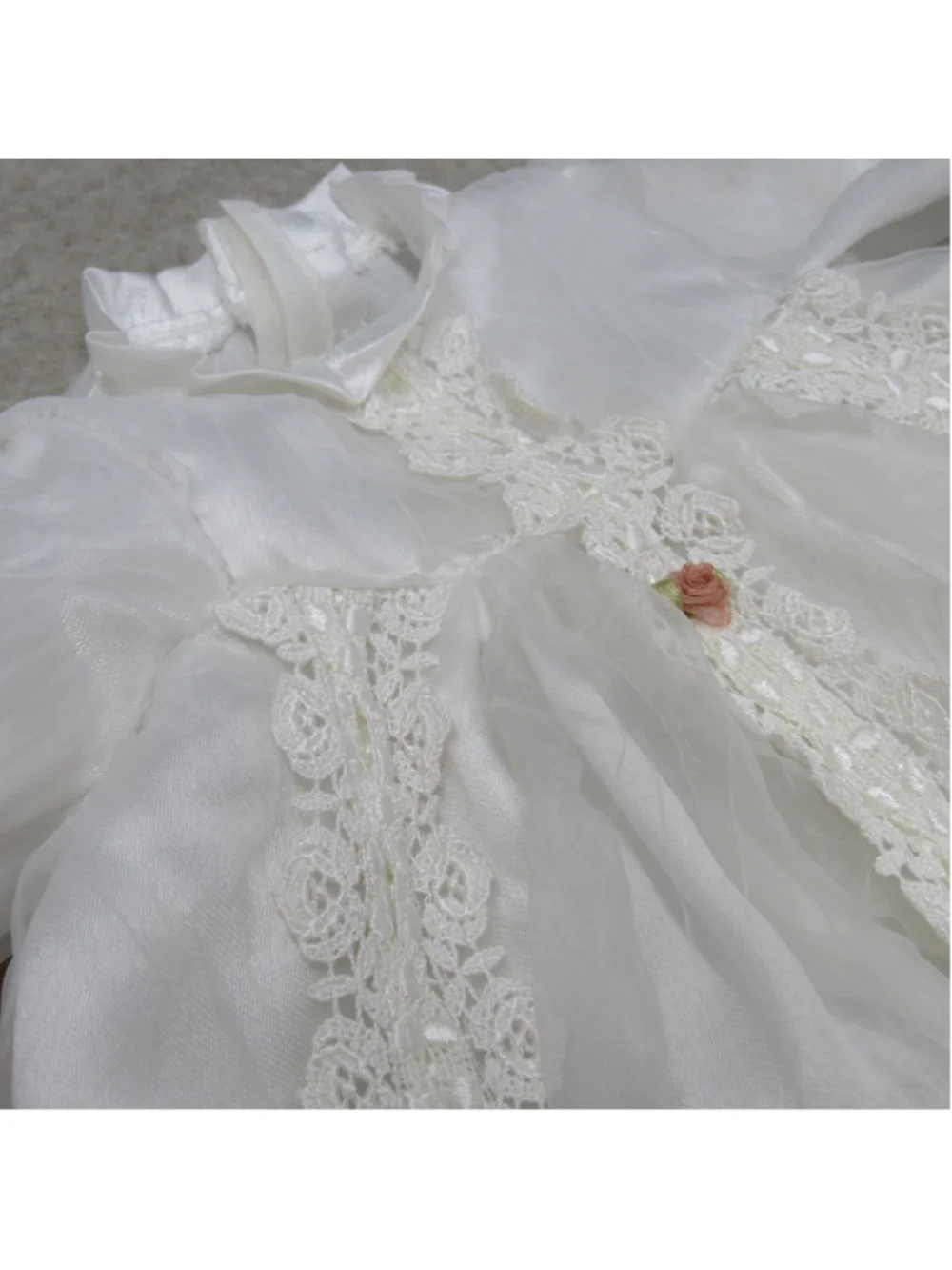 Vtg Lace Christening Gown Dress 23